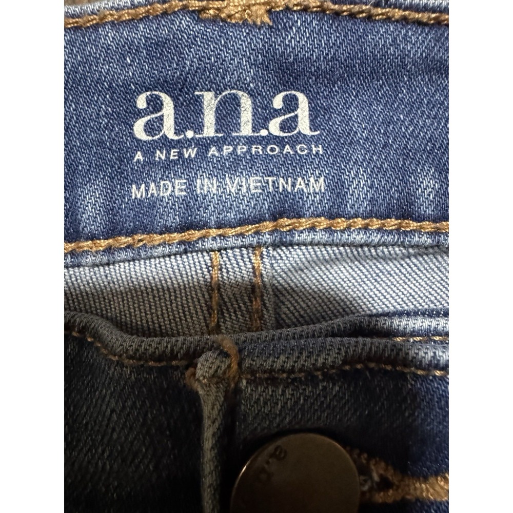 A.N.A Jegging Women's Size 12 Buttonfly Raw Hem Blue High Rise Stretch - Picture 8 of 9